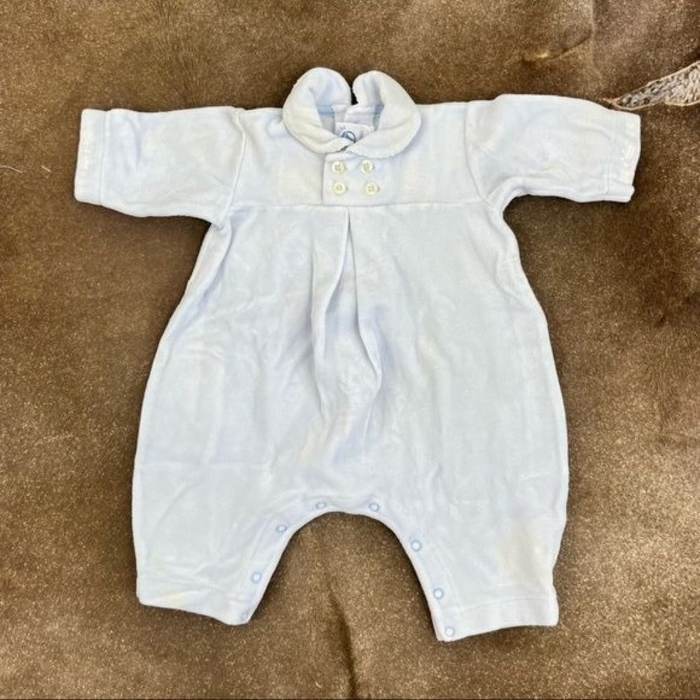 Petit Bateau Velour Peter Pan Collar Romper Onesie